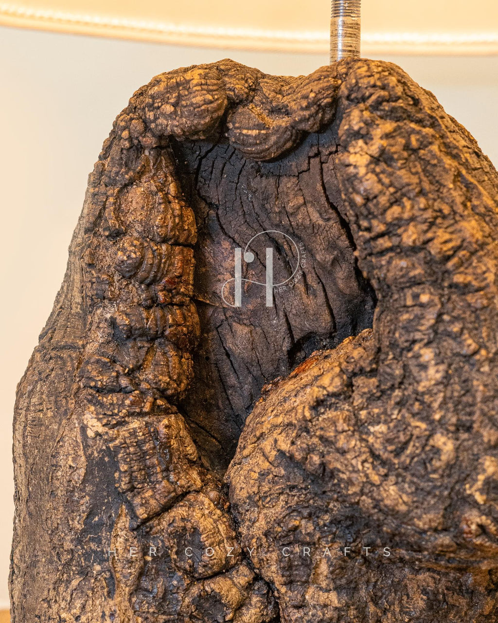 Hollow Grove Lamp | Unique Wooden Table Lamp with Cone Shade