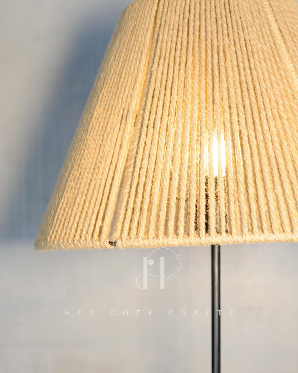 Cliffside Cottage Lamp - Cottage on cliff with jute shade and tree