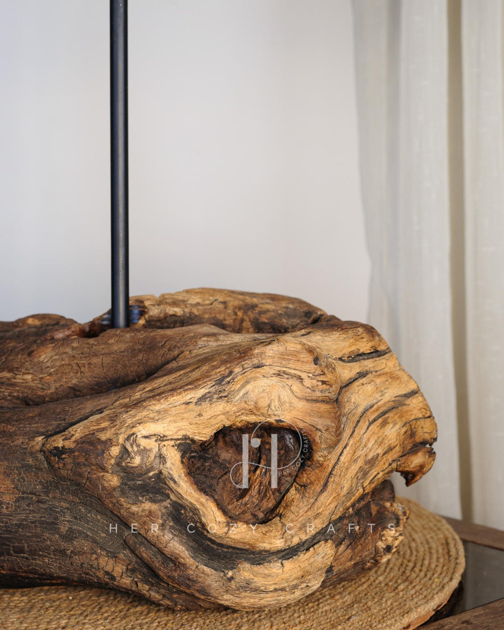 Fish Tail Lamp - Driftwood fish tail base with wide warm shade