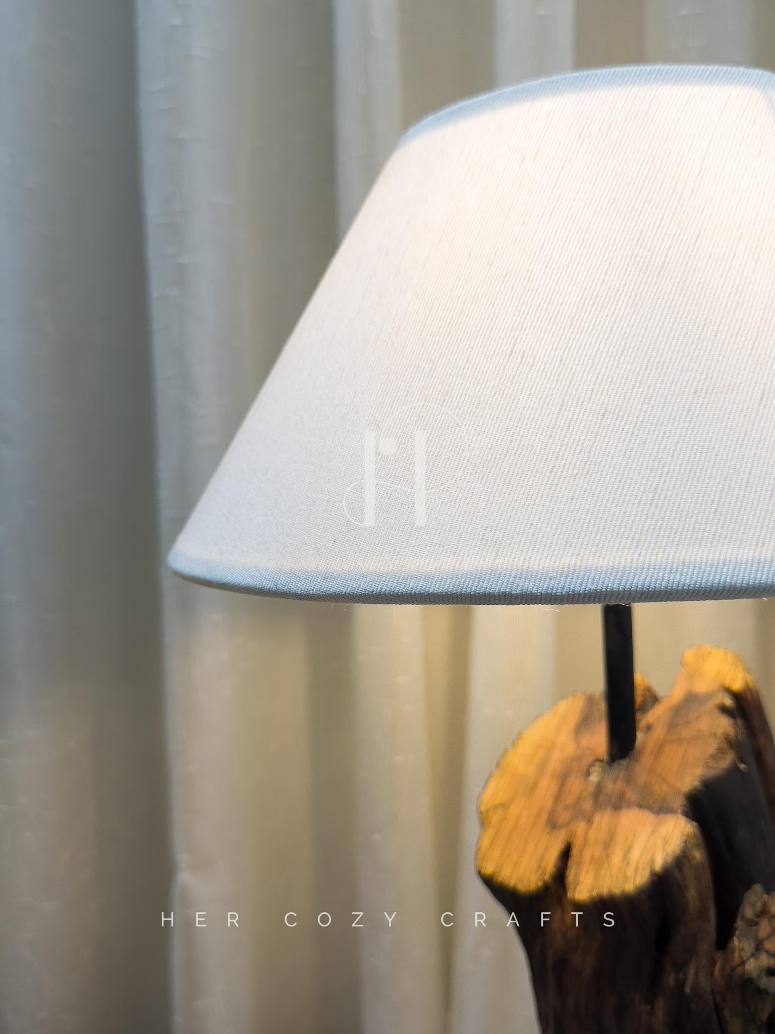 Lean Stump Lamp | Handcrafted Rustic Wooden Table Lamp with Angled Stump Base