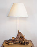 Mountain Row Lamp - Natural driftwood with cottage trio and cone shade