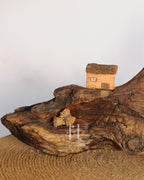 Mountain Row Lamp - Natural driftwood with cottage trio and cone shade