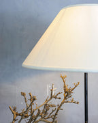 Twisted Knot Lamp - Organic driftwood base with cottage scene & wide jute shade