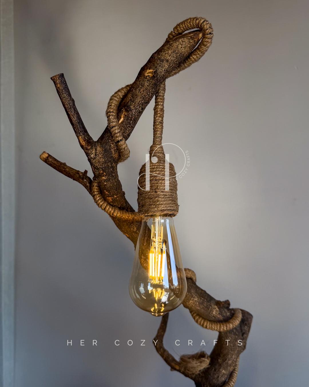 Z Curve Lamp — Angled branch with lantern and neat fence yard