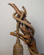 Lofted Curve Lamp - Curved branch with red cottage scene