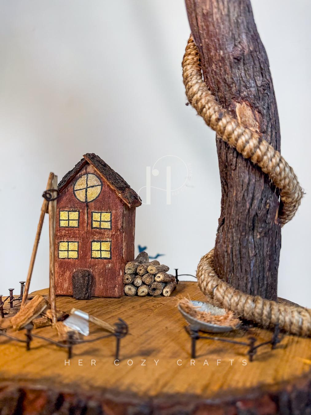 Little Eaves Lamp - Leaning stem with story base detail