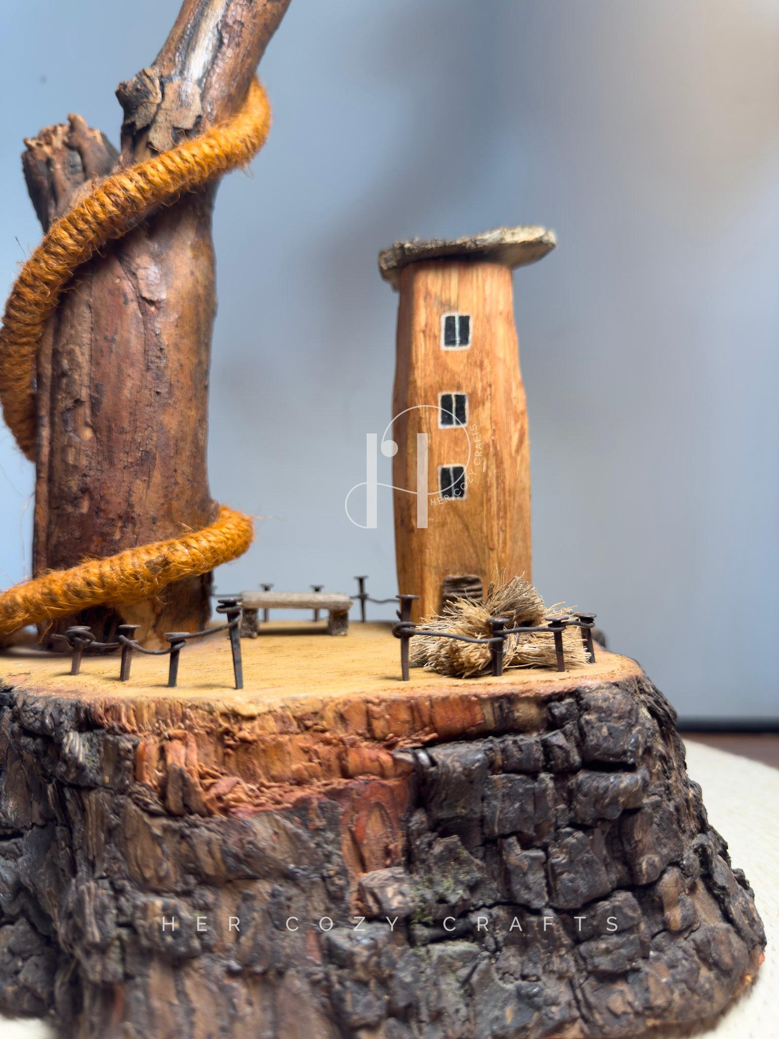 Lookout Tower Lamp in Terracotta Jute Rope