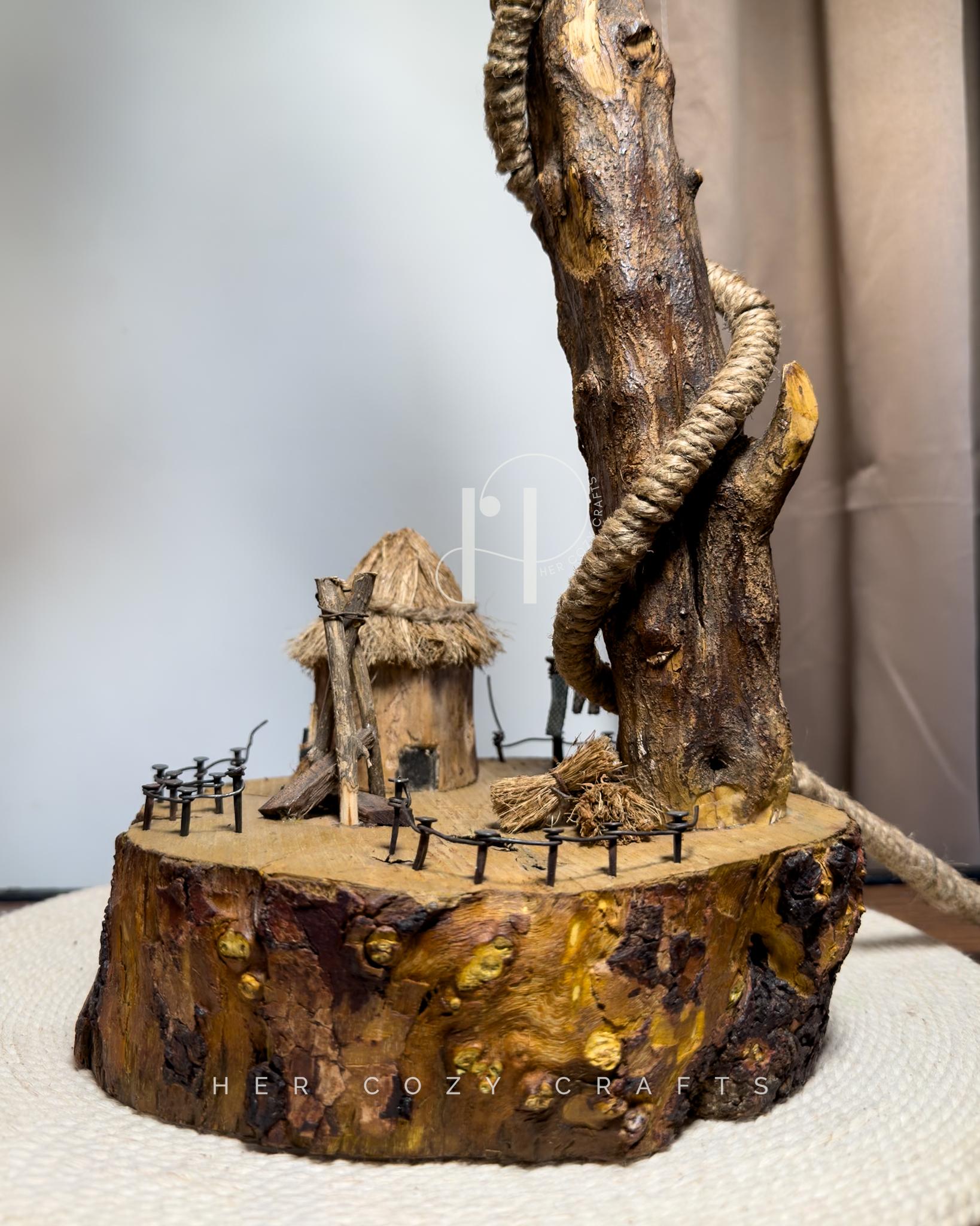Skypole Lamp — Rustic branch with farm style base