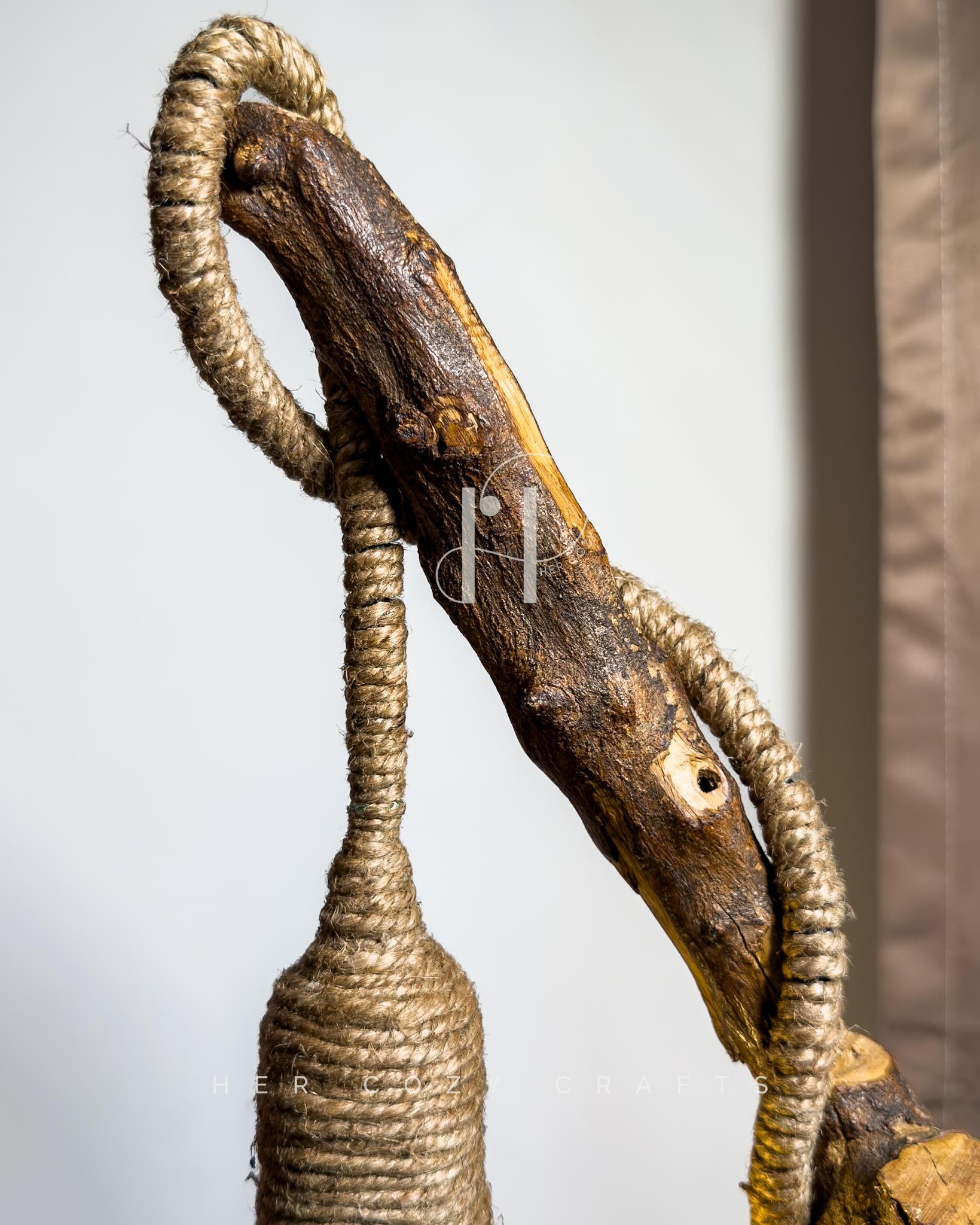 Skypole Lamp — Rustic branch with farm style base