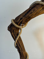 Woven Arc Lamp - Curved Driftwood Frame with Rope-Wrapped Hanging Bulb
