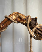 Farmstead Loop Lamp - Curved branch with drop bulb and tiny yard scene