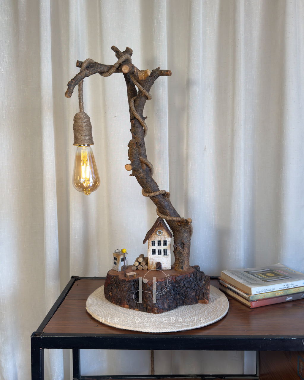Thornwood Lamp - Tall branch with sculpted knots and grain