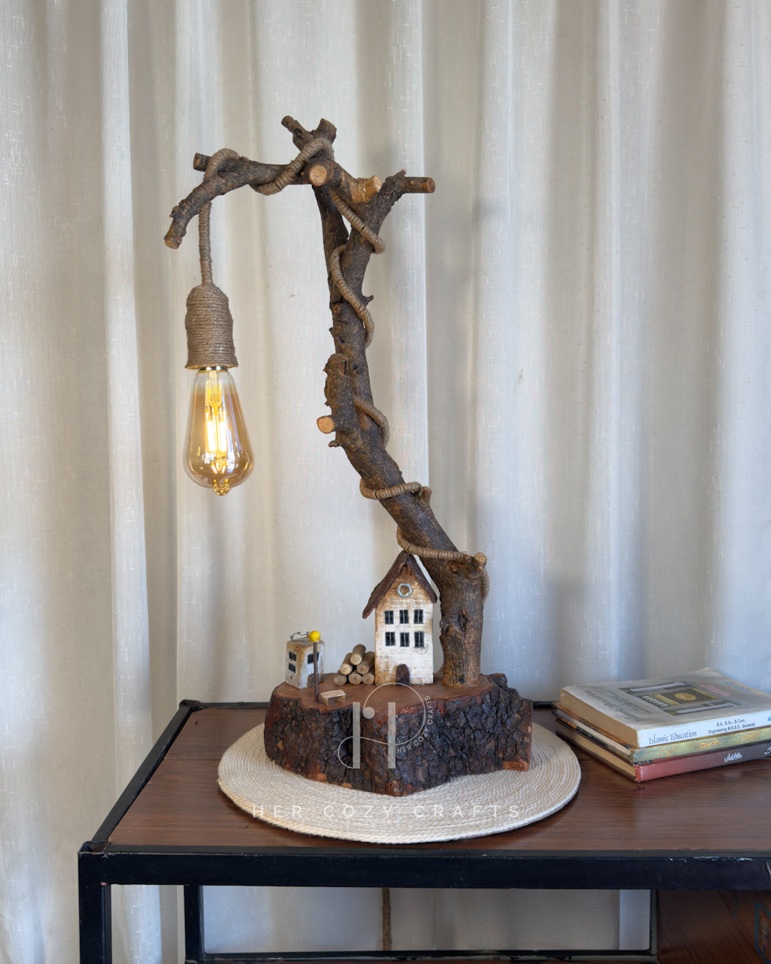 Thornwood Lamp - Tall branch with sculpted knots and grain