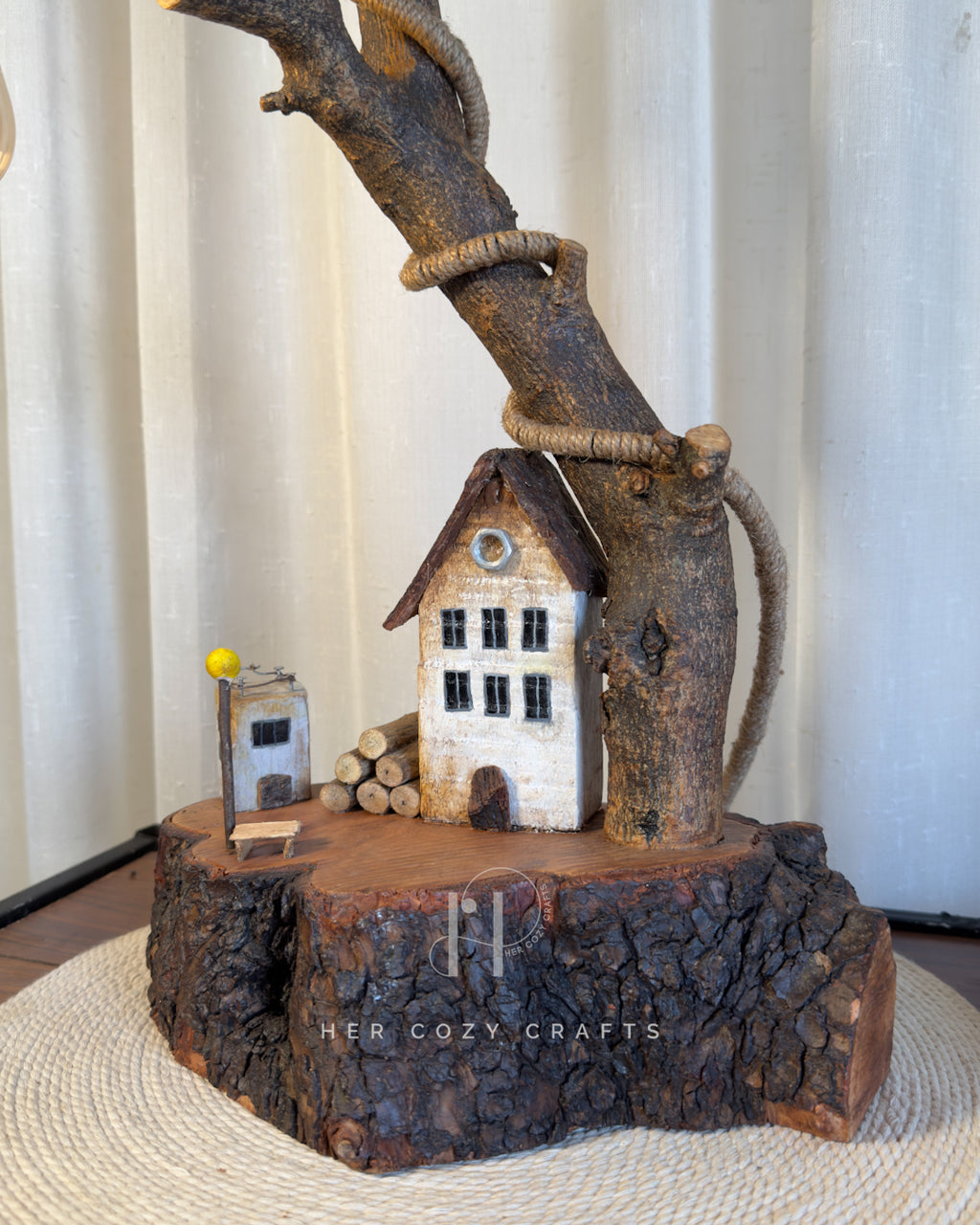 Thornwood Lamp - Tall branch with sculpted knots and grain