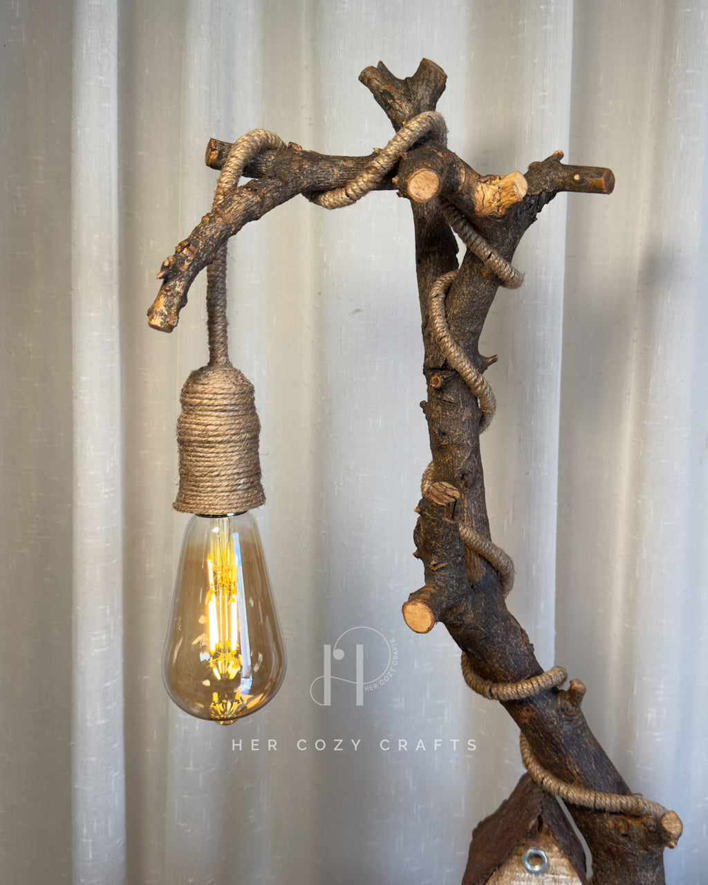 Thornwood Lamp - Tall branch with sculpted knots and grain