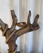 Hillhouse Branch Lamp - Forked driftwood stem with hanging bulb and cottage base