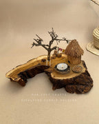Amberwood Cottage | Signature Tealight Candle Holder with Miniature Hut Scene