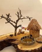Amberwood Cottage | Signature Tealight Candle Holder with Miniature Hut Scene