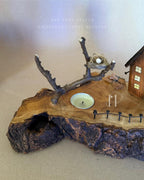Twignest Home | Handcrafted Wooden Tealight Candle Holder with Miniature House
