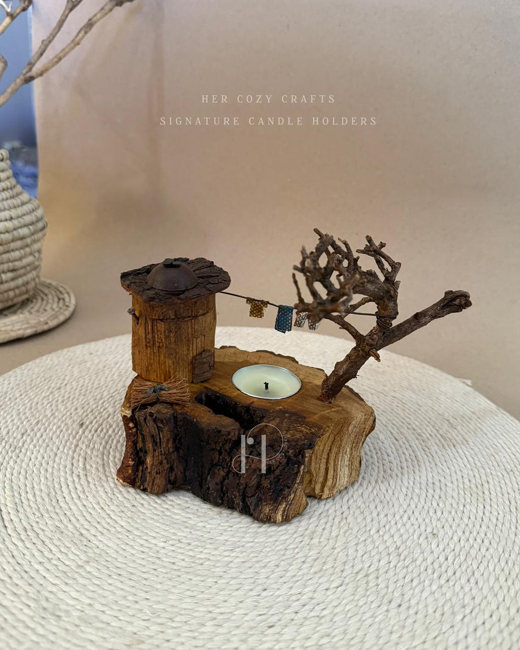 Branchlight Hut | Handcrafted Wooden Tealight Candle Holder