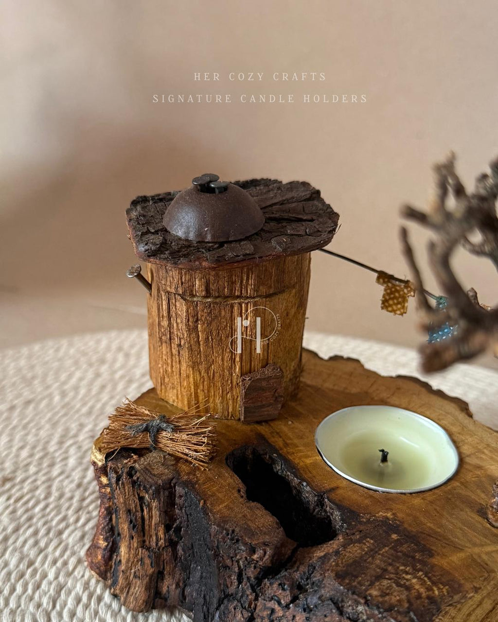 Branchlight Hut | Handcrafted Wooden Tealight Candle Holder