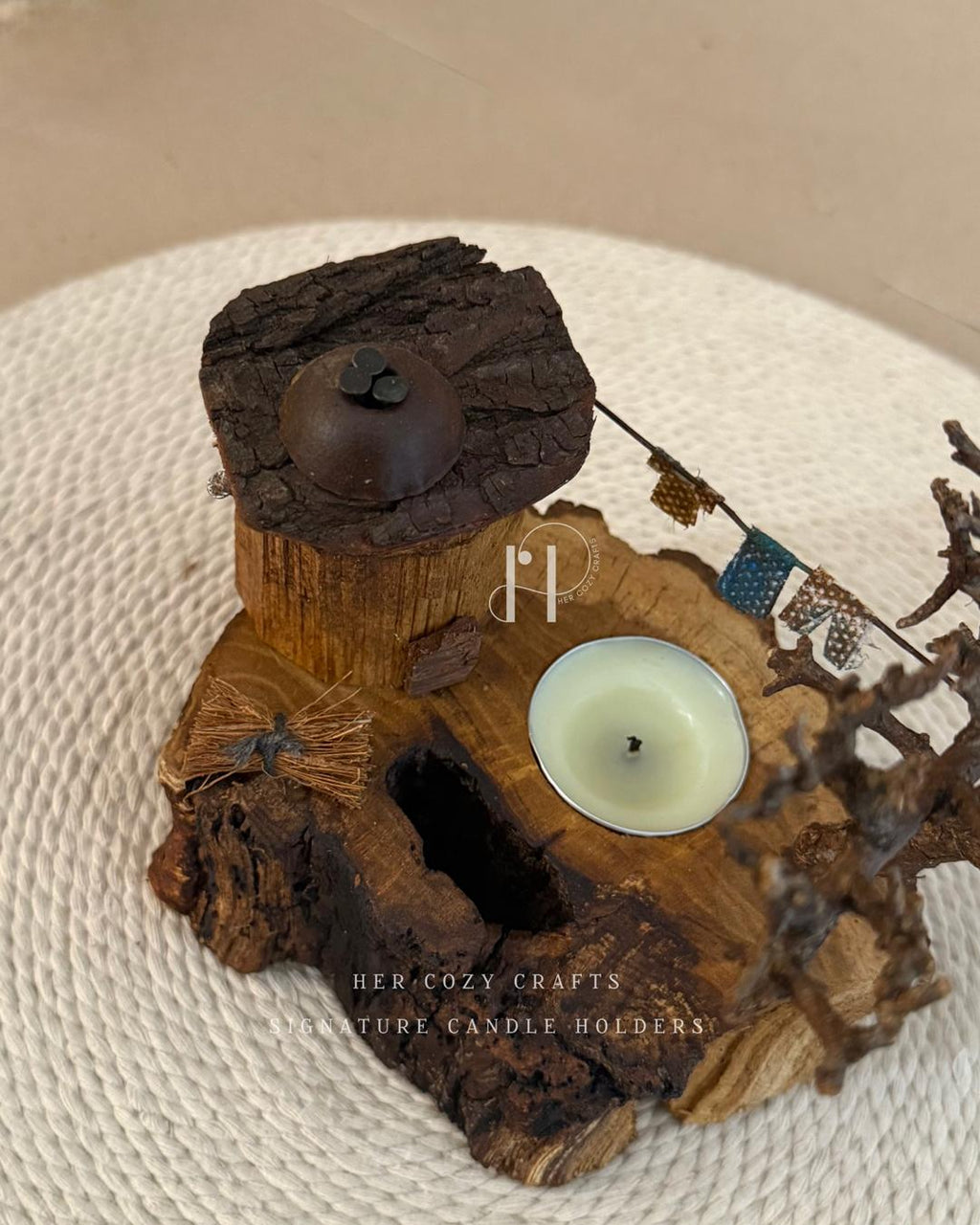Branchlight Hut | Handcrafted Wooden Tealight Candle Holder