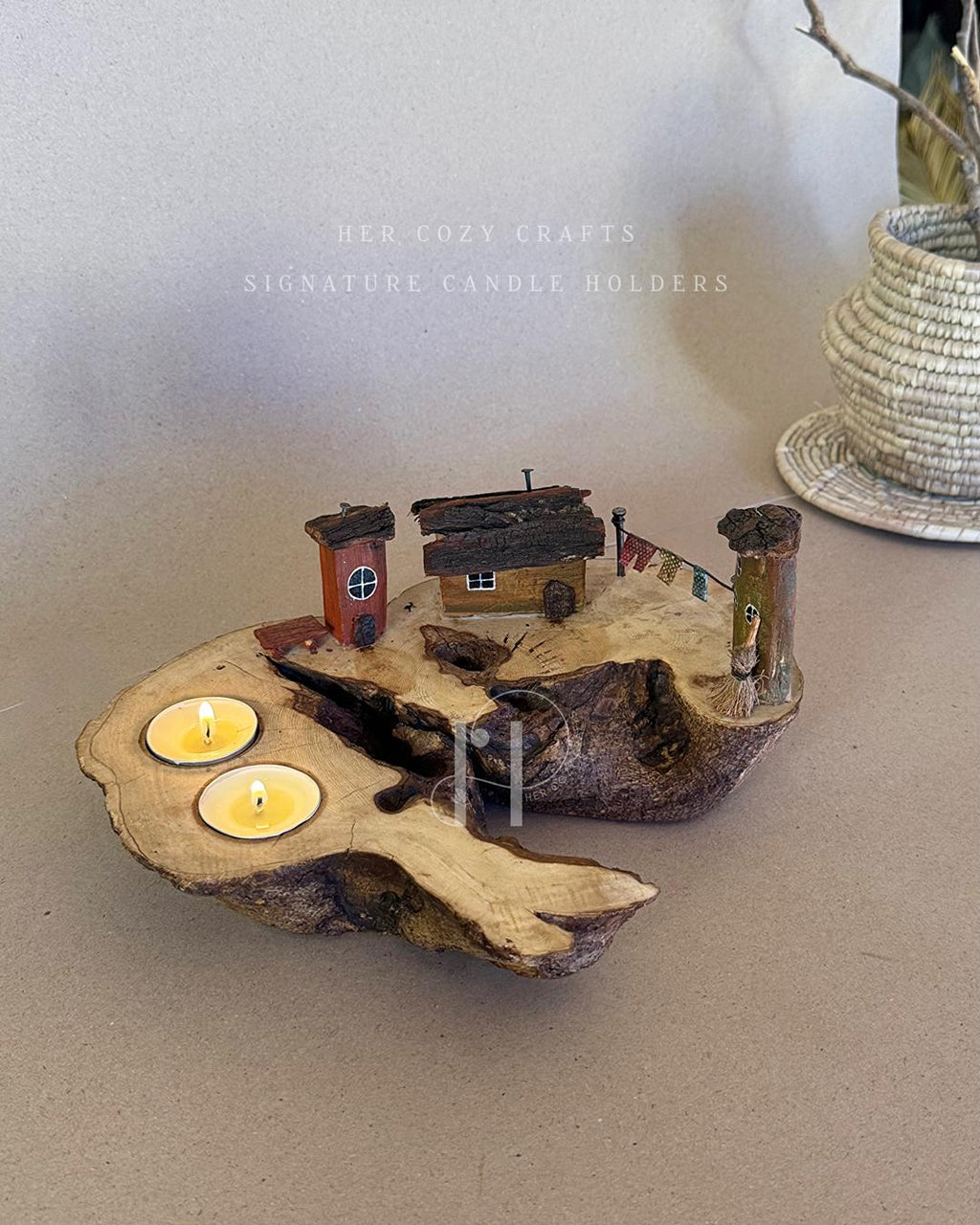 Hearthlane Home | Double Tealight Wooden Candle Holder