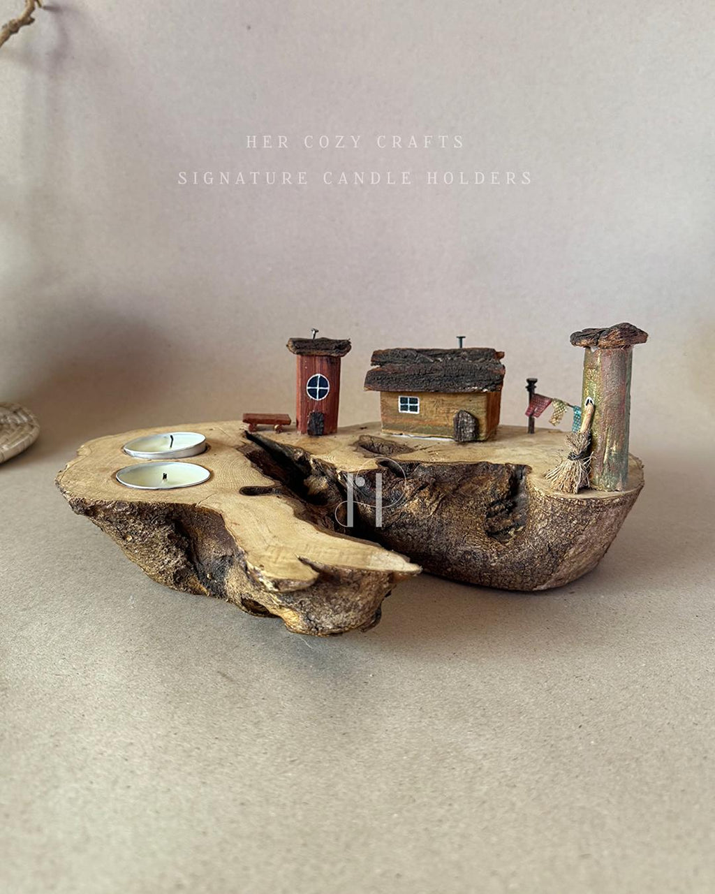 Hearthlane Home | Double Tealight Wooden Candle Holder