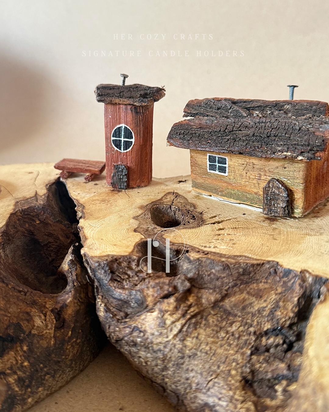 Hearthlane Home | Double Tealight Wooden Candle Holder