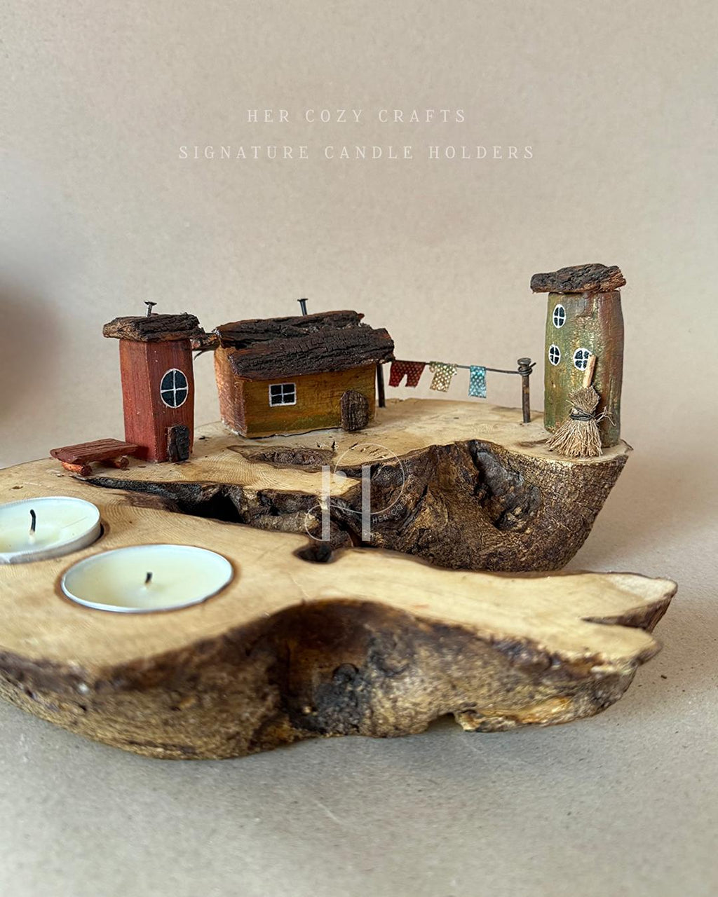 Hearthlane Home | Double Tealight Wooden Candle Holder