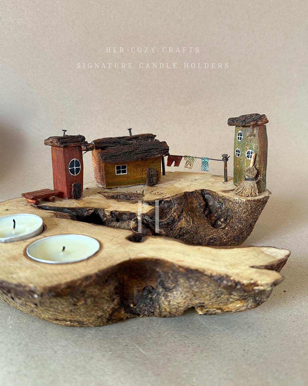 Hearthlane Home | Double Tealight Wooden Candle Holder