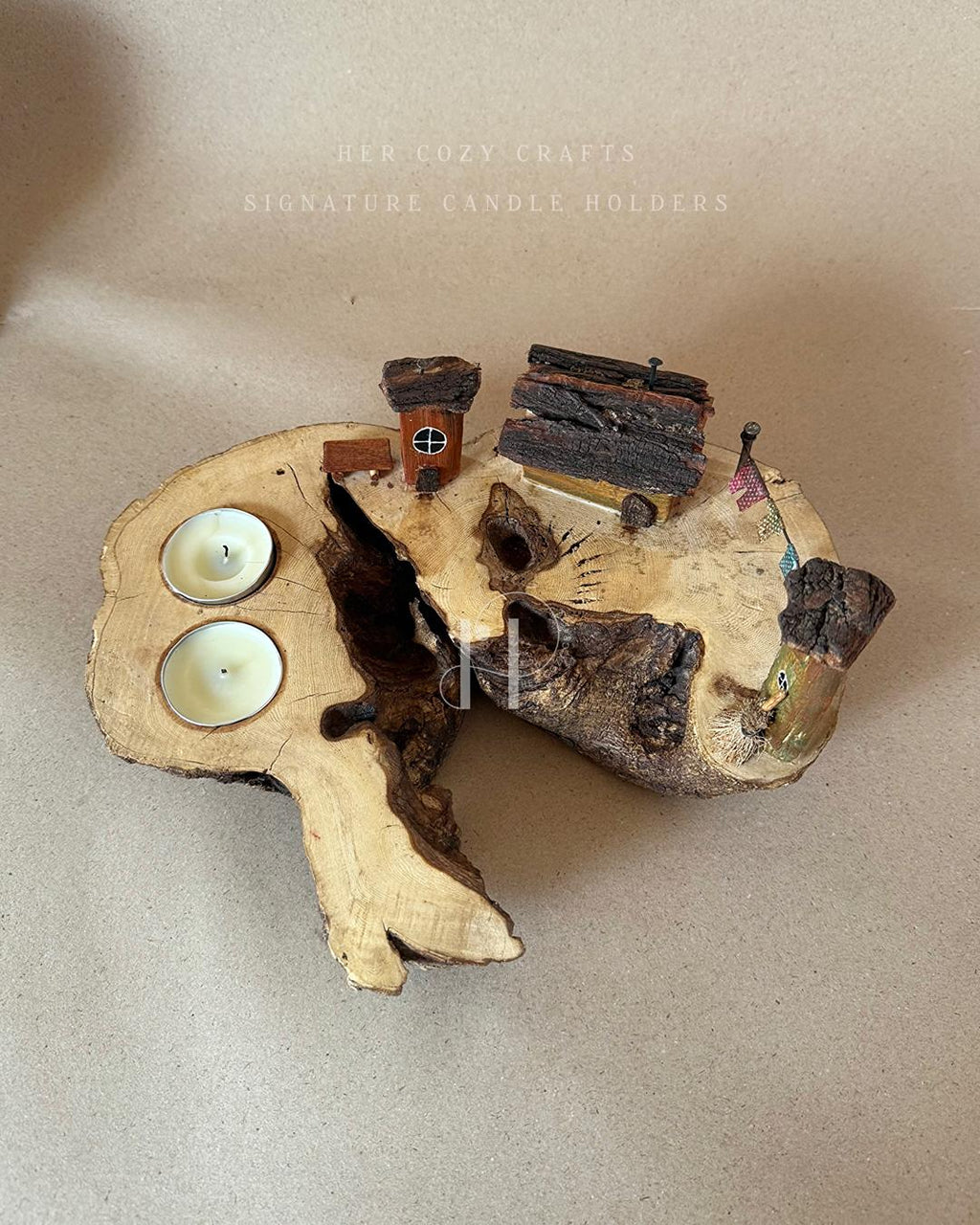Hearthlane Home | Double Tealight Wooden Candle Holder