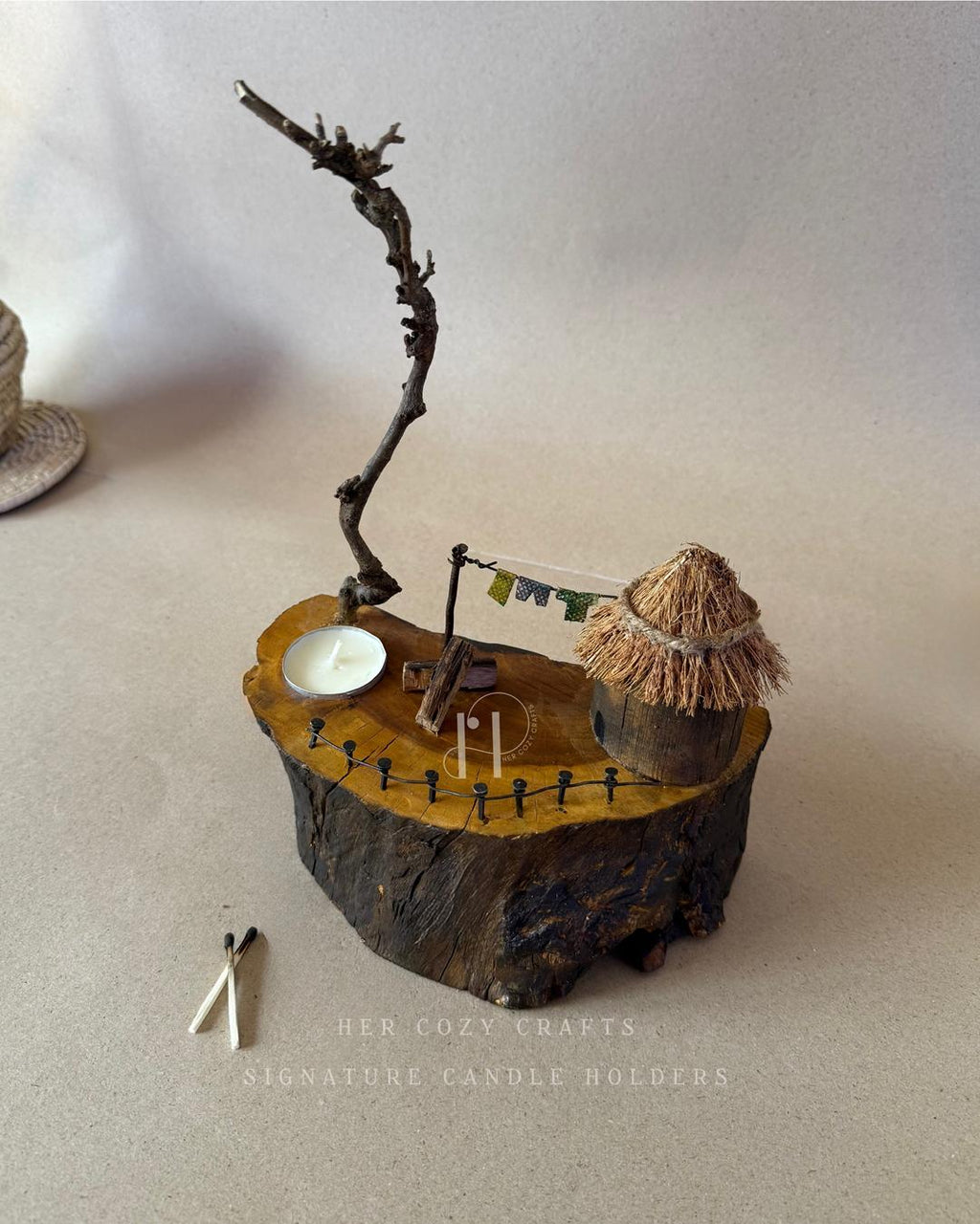 Skybranch Hut | Handcrafted Wooden Tealight Candle Holder