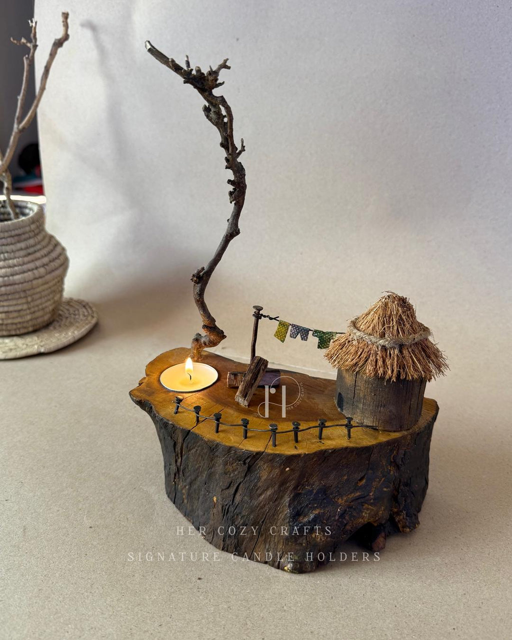 Skybranch Hut | Handcrafted Wooden Tealight Candle Holder
