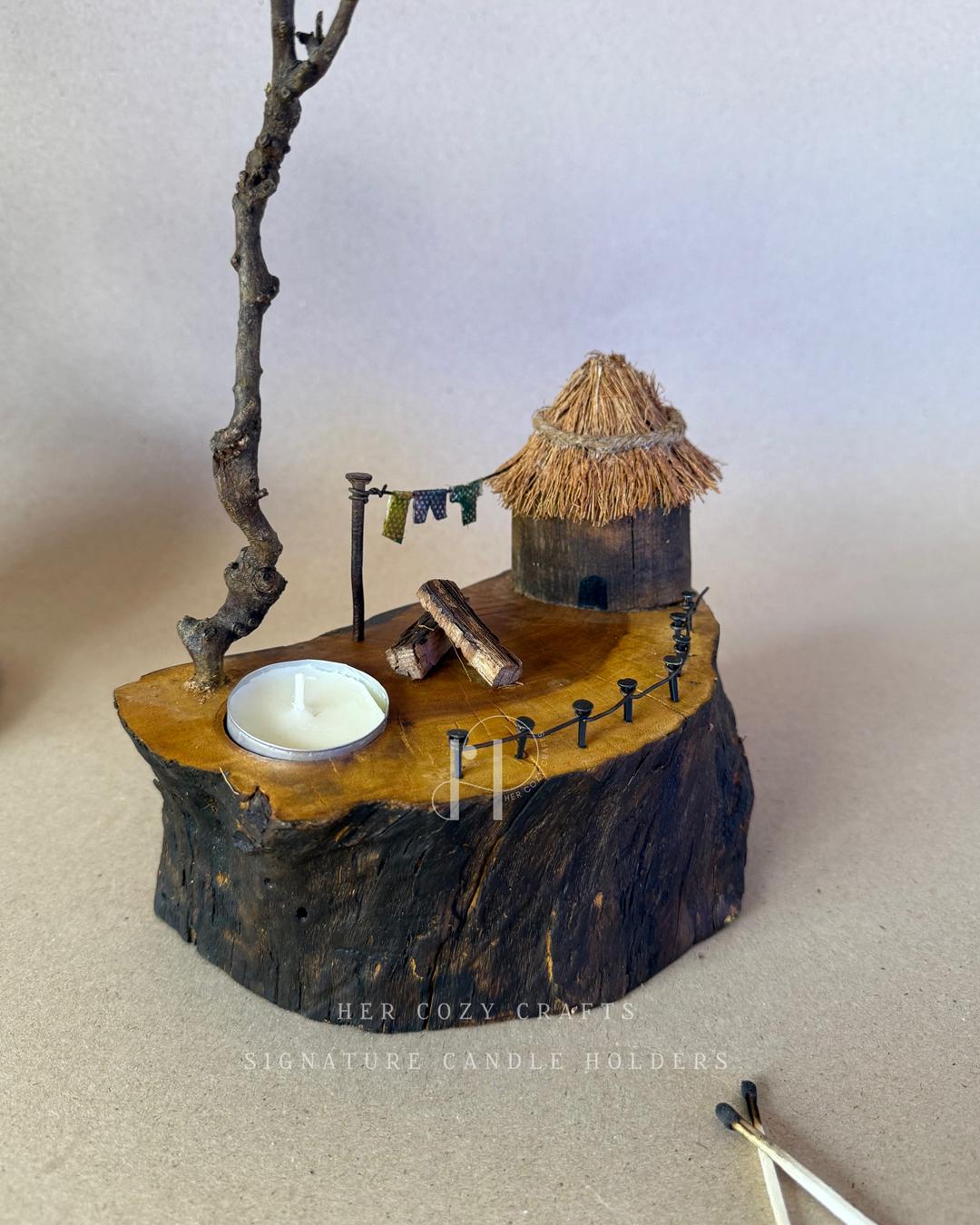 Skybranch Hut | Handcrafted Wooden Tealight Candle Holder