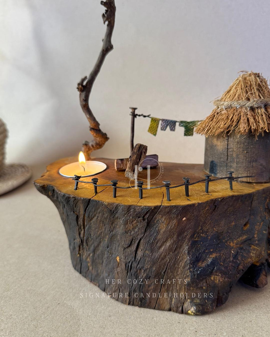 Skybranch Hut | Handcrafted Wooden Tealight Candle Holder