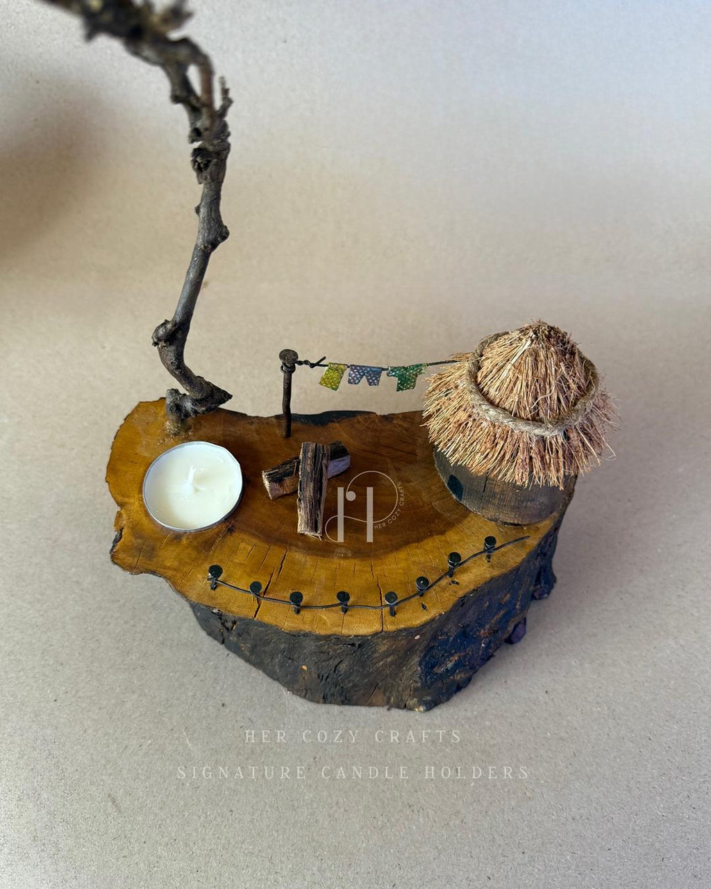 Skybranch Hut | Handcrafted Wooden Tealight Candle Holder
