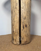 Split Column Lamp - Light wood base with handwoven jute shade