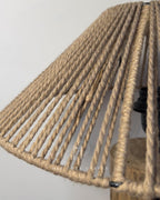 Split Column Lamp - Light wood base with handwoven jute shade
