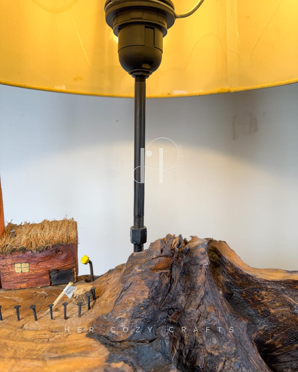 Woodland Shelf Lamp - Shelfy drift base with stacked mini buildings