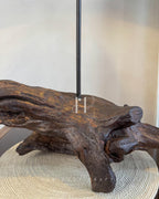 Root Shade Lamp – Sculptural Driftwood lamp with Off-White Fabric Shade