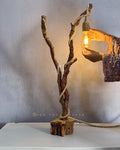 Wildwood Branch Lamp - Natural Driftwood Base with Jute-Wrapped Hanging Bulb