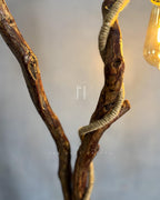Wildwood Branch Lamp - Natural Driftwood Base with Jute-Wrapped Hanging Bulb