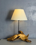Driftwood Arch Lamp - Sculptural natural wood base with off white fabric shade