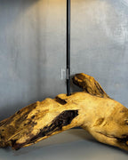 Driftwood Arch Lamp - Sculptural natural wood base with off white fabric shade
