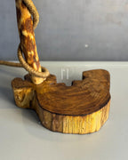 Arcwood Lamp - Sculptural Driftwood Base with Jute-Wrapped Hanging Bulb
