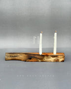 Double Candle Holder – Clean Wooden Base with Two Taper Candle Slots
