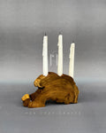 Arch Candle Holder – Sculptural Wooden Base with Three Taper Candle Slots