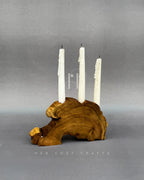 Arch Candle Holder – Sculptural Wooden Base with Three Taper Candle Slots