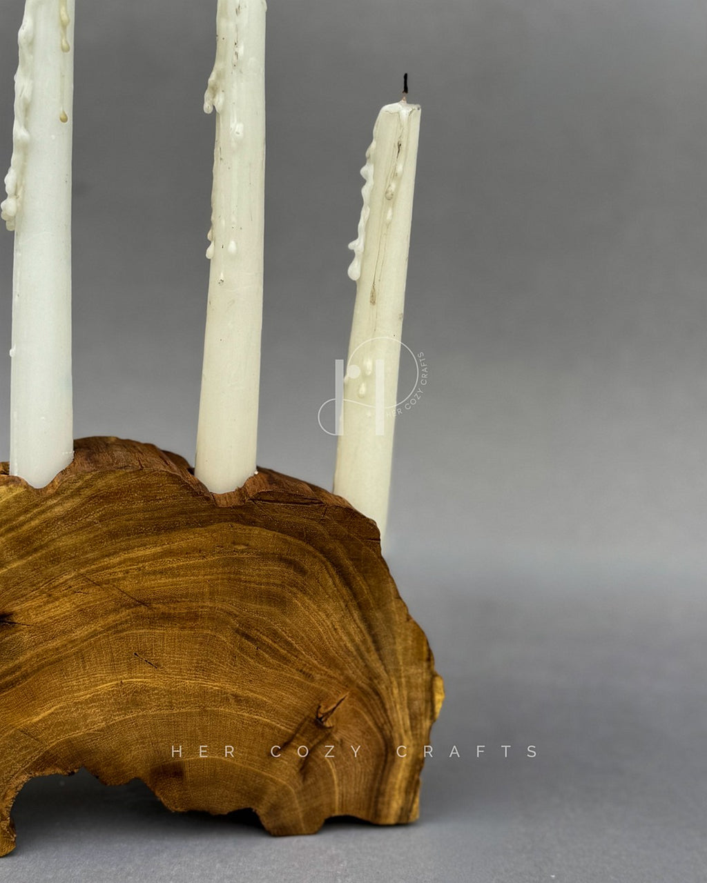 Arch Candle Holder – Sculptural Wooden Base with Three Taper Candle Slots